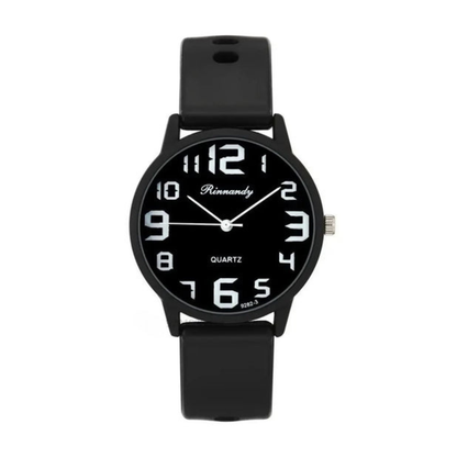 Reloj de cuarzo negro para mujer