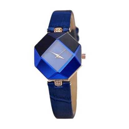 Reloj geométrico azul de cuarzo para mujer