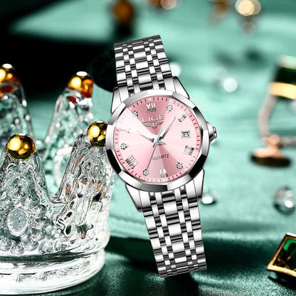 Reloj LIGE para mujer de esfera rosa