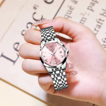 Reloj LIGE para mujer de esfera rosa