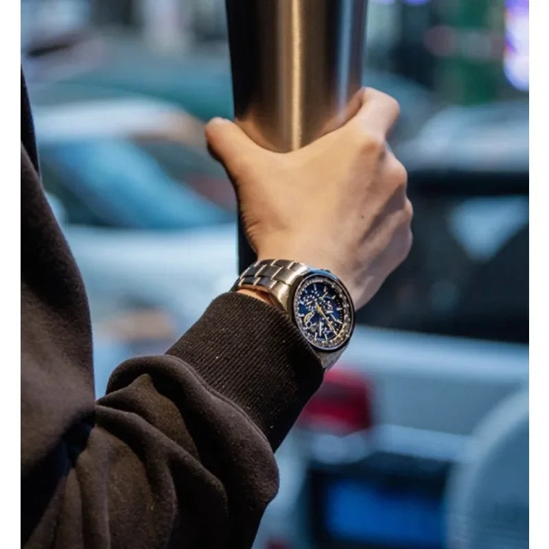 Reloj cronógrafo azul para hombre